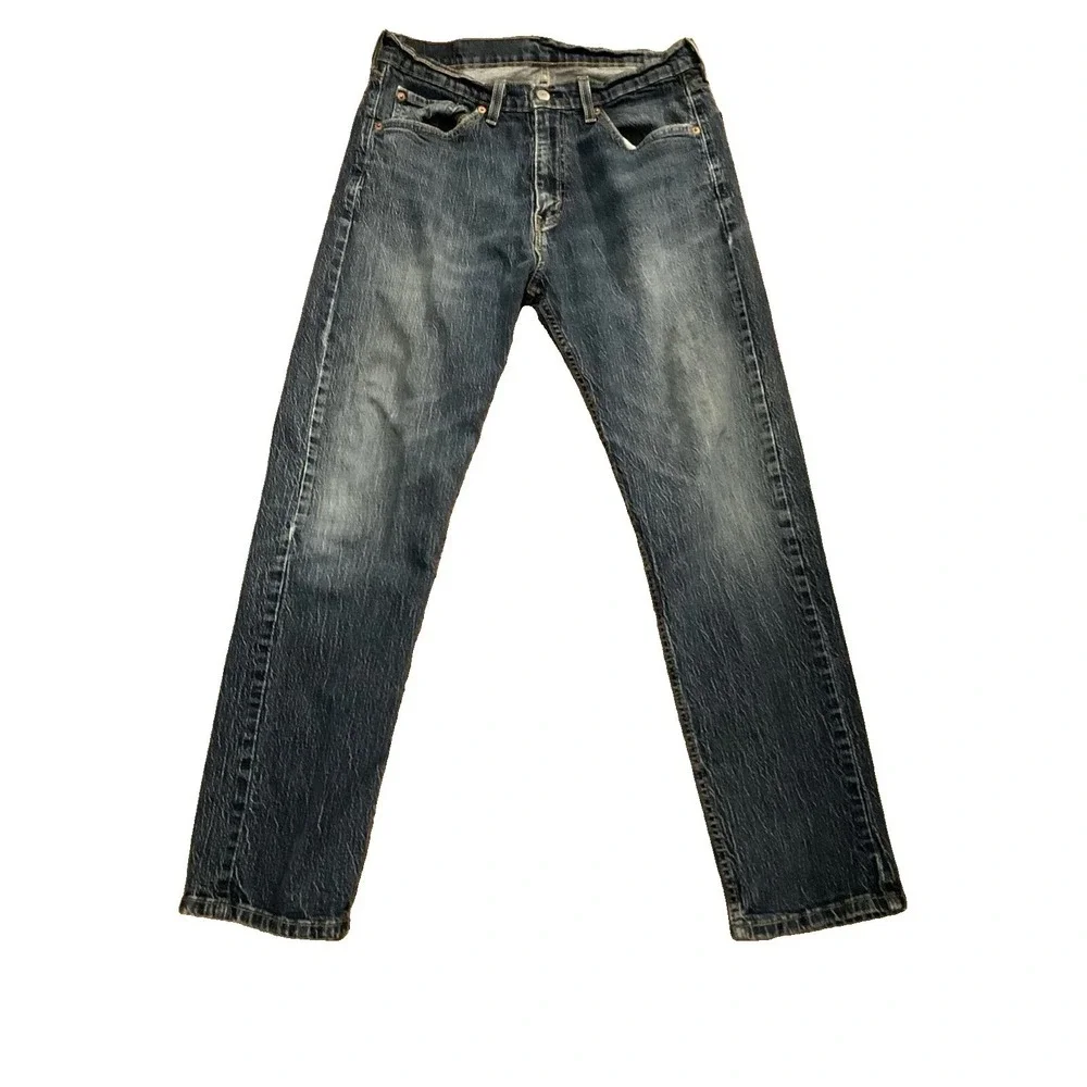 Levis 505 Mens Denim Medium Wash Blue Jeans 33x30 Red Tag Good Condition